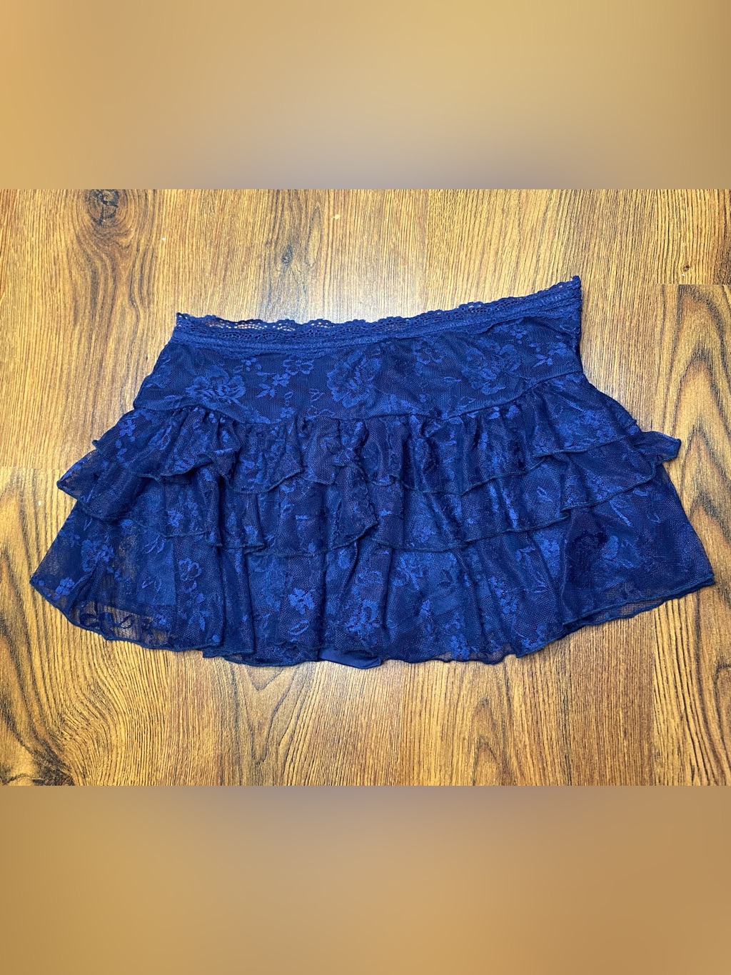 Navy Blue Lace Tiered Mini Skort Skirt & Shorts